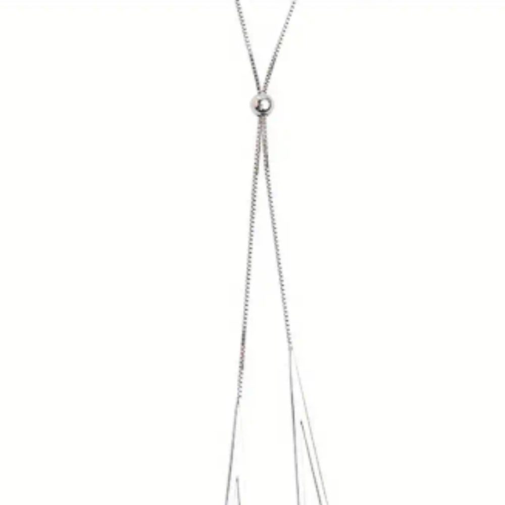 925 Sterling Silver Minimal Triangle Necklace Adjustable Necklace Minimalist - Picture 2 of 12
